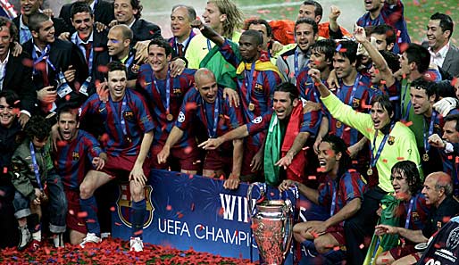 Der FC Barcelona gewann dreimal den Champions-League-Titel (1992, 2006, 2009). Hier feiern Ronaldinho und Co. im Finale gegen den FC Arsenal 2006 den zweiten Triumph