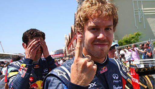 Mark Weber kann ihn gar nicht mehr sehen, den Vettel-Finger. Zum siebten Mal im achten Rennen startet Vettel von der Pole-Position