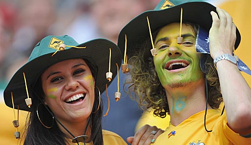 AUSTRALIEN - NORWEGEN: Die australischen Fans waren klar in der Überzahl beim Spiel gegen Norwegen in Leverkusen