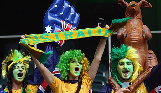 BRASILIEN - AUSTRALIEN: We are green, we are yellow! Die Aussie-Fans samt Kängurus sind bei jedem Turnier eine Attraktion