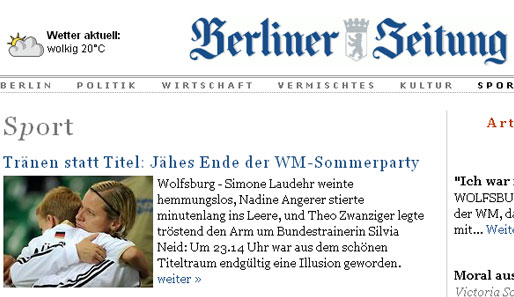 DEUTSCHLAND: Die "Berliner Zeitung" gibt den Rausschmeißer und erklärt die "WM-Sommerparty" einfach mal für beendet