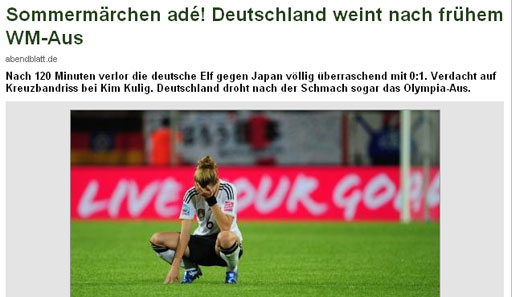 DEUTSCHLAND: Beim "Hamburger Abendblatt" sind Taschentücher derzeit wohl Mangelware. Denn laut ihm weint jetzt ganz Deutschland...