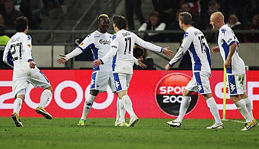 Dame N'Doye (2.v.l.) und Cesar Santin (M.) erzielten in der zweiten Halbzeit jeweils den Ausgleich für den FC Kopenhagen