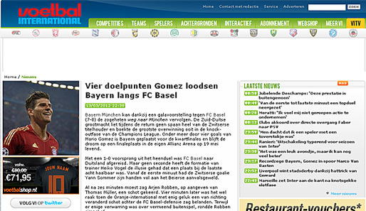Voetbal International - Niederlande ("Vier Gomez-Tore lotsen Bayern an Basel vorbei")