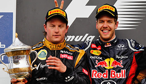 Vettel machte das Stelldichein auf dem Podium auf seine Weise witzig. Sein Kumpel Räkkönen sah ziemlich besoffen aus, aber es gab in Bahrain wirklich nur Rosenwasser