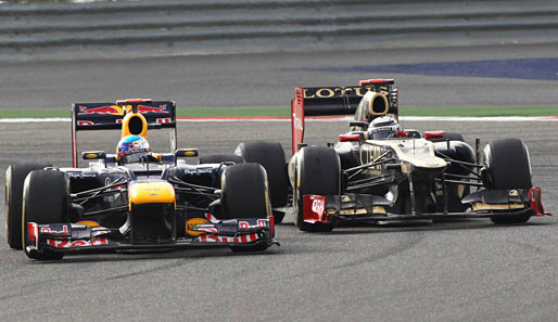 Dann wurde es im Kampf um den Sieg richtig eng. Räikkönen hatte beim zweiten Boxenstopp andere Reifen genommen als Vettel und fuhr die Lücke zu