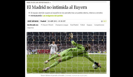 "Madrid kann Bayern nicht einschüchtern", schreibt "El Pais" und dreht damit die Sichtweise auf die "Bestia Negra" einfach mal um