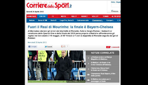 Überraschung: Selbst "Corriere dello Sport" fokussiert sich auf Inters Ex-Trainer Mourinho