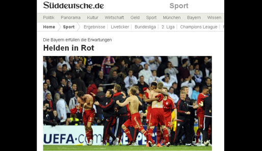 Pathetisch geht es bei der Online-Ausgabe der "SZ" zu. Die Bayern werden zu Helden stilisiert - nach einem möglichen Gewinn im Finale dann Superhelden?