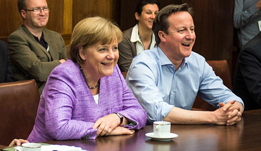 Bundeskanzerin Angela Merkel guckte das Finale zusammen mit dem britischen Premierminister David Cameron in Camp David, Maryland, USA