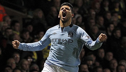 Rang 11: Sergio "Kun" Agüero von Manchester City (12 Tore)
