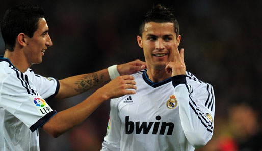 Traf "mit Auge" doppelt: Cristiano Ronaldo bejubelt seinen ersten Treffer zusammen mit Angel Di Maria