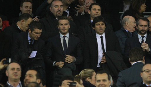 PSG-Neuzugang David Beckham war nicht im Kader und sah das Spiel im Mestalla von der Tribüne aus