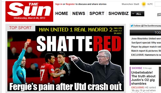 The Sun (England): "Erschüttert! Fergie's Schmerz nach Uniteds Ausscheiden"