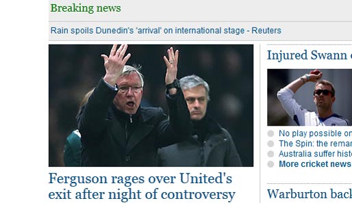 The Guardian (England): "Ferguson tobt nach Uniteds Aus in einer Nacht der Kontroversen"