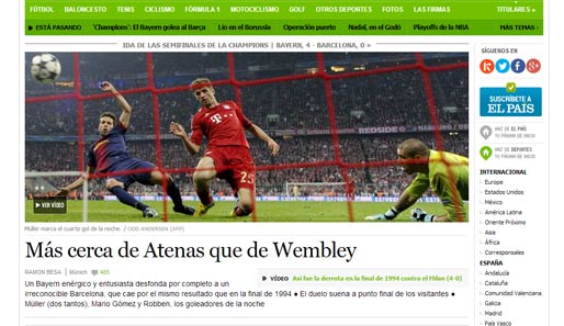 Die "El Pais" sieht Barcelona näher an Athen als an Wembley. In Griechenland endete im CL-Finale 1994 beim 0:4 gegen Milan die Ära des Dream Teams