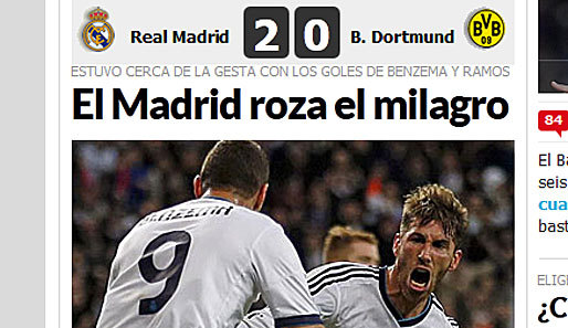Für die spanische "Marca" ist Real knapp am "Wunder vorbeigeschrammt"