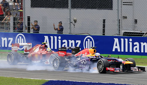 Der Weltmeister als Nebelmaschine: Sebastian Vettel musste durch seinen Verbremser aufpassen, dass sein Reifen bis zum Stopp hält