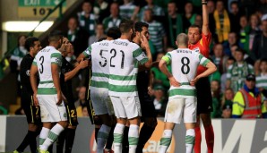 Celtic konnte lange Zeit die Null halten, doch dann sah Scott Brown nach einer Tätlichkeit die Rote Karte