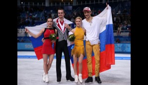 Statt eines deutschen Triumphs feierte Russland einen Paarlauf-Doppelsieg: Trankov/Volosozhar (r.) siegten vor Klimov/Stolbova