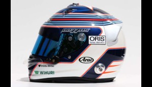 Nummer 77, Valtteri Bottas: Schlicht, kühl, finnisch - bei Williams gibt's einen klassischen Helm, die Nummer ist bereits ins Namedropping integriert