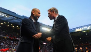 Herzliche Begrüßung der beiden Trainer im Old Trafford