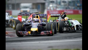 Als Daniel Ricciardo Sergio Perez mit einem sauberen Manöver überholt, ist der Red Bull schon auf Platz 2