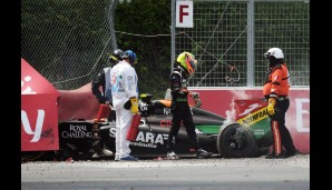Auch Sergio Perez rauschte in den Reifenstapel und konnte ebenso aus eigener Kraft aussteigen