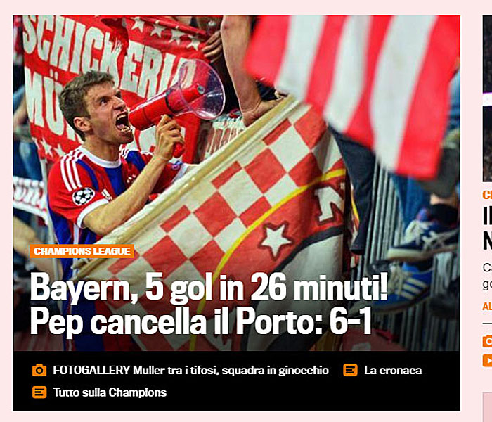 "5 Tore in 26 Minuten. Pep löscht Porto aus", heißt es bei der "Gazzetta dello Sport"