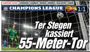 DEUTSCHLAND: Selbst bei der "Bild" erhielt Ter Stegens unfassbares Gegentor einen prominenteren Platz auf der Homepage als Leverkusens 4:1-Gala