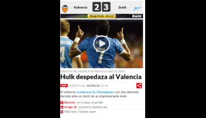 Ebenfalls mit im Programm bei der "Marca": "Hulk zerfetzt Valencia" - dem ist nichts mehr hinzuzufügen