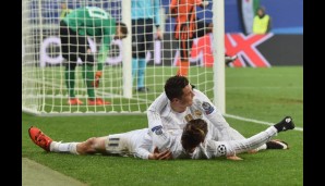 Da sage noch einer, sie hätten sich nicht lieb: Cristiano Ronaldo und Gareth Bale beim Kuscheln in Lwiw