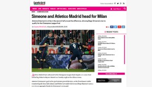 Die Gazzetta World gibt sich kurz und sachlich: Simeone und Atletico Madrid steuern auf Mailand zu