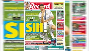 Frankreich hat Zidane, Portugal hat Ronaldo. Auch CR7 findet sich auf der Titelseite der portugiesischen Record wieder. Auf die Idee, "Siii" wegen der drei CL-Titel von Ronaldo mit drei "i" zu schreiben, muss man erst mal kommen