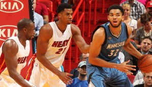 C: Karl-Anthony Towns, Saison 2015/16: 18,3 Punkte, 10,5 Rebounds, 2 Assists