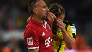 Auf dem Platz geht's richtig zur Sache. Wie so oft in Duellen gegen Dortmund lässt sich Franck Ribery mal wieder provozieren - und ist nach einem Schlag mit Gelb sehr gut bedient