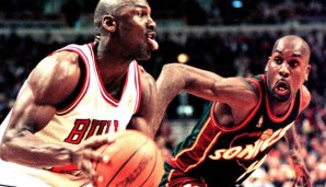 Platz 11: Warum machte Gary Payton 95/96 selbst gegen Michael Jordan eine gute Figur in der Defense? Weil er extrem schnell (94) war!