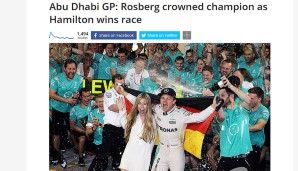Der Online-Ableger der Fachzeitschrift "motorsport" bleibt sachlich und knapp: Rosberg krönt sich zum Weltmeister!