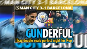 Der Daily Star greift in die Wortspielkiste und nennt Citys Auftritt gegen Barca schlicht und einfach "GUNderful"