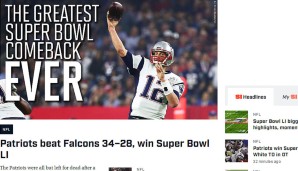 Sports Illustrated: Eine klare Message gibt's auch in der Sports Illustrated - "Das großartigste Comeback in der Geschichte des Super Bowls"