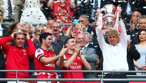Das Highlight in London: Mit Poldi beendete Arsenal die neunjährige Titeldürre und holte sich 2014 den FA Cup