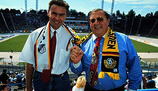 Der Ost-Fußball zieht auch windig-unseriöse Geschäftemacher wie Dresdens Präsident Rolf-Jürgen Otto (l.) an