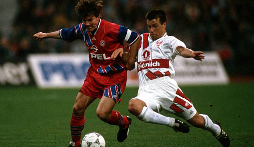 Von 1993-95 bestritt Carlos Dunga (r.) 54 Spiele für den VfB Stuttgart. Der heutige Nationaltrainer der Selecao steuerte sieben Treffer für die Schwaben bei