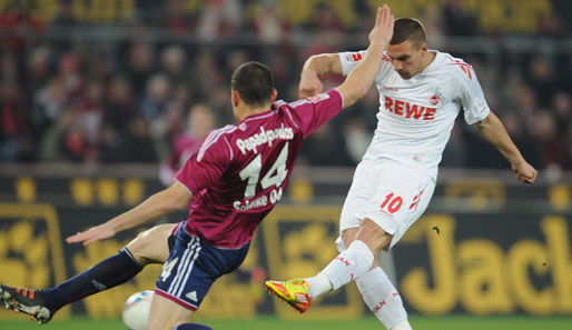 1. FC Köln - FC Schalke 04 1:4: Lukas Podolski erzielte das zwischenzeitliche 1:0 im Spiel gegen Schalke