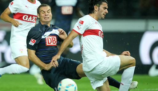 Hertha-Stürmer Pierre Michel Lasogga gab sein Bundesliga-Startelf-Debüt, hatte aber wenig gute Szenen