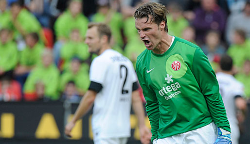 Nach einem Patzer von Mainz-Keeper Christian Wetklo ging Leverkusen zunächst in Führung. Das Gebrüll gilt wohl ihm selbst