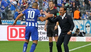 HERTHA - MAINZ 3:1: Änis Ben-Hatira erzielte das 3:1 für Hertha und darf sich mit Trainer Jos Luhukay über drei wichtige Zähler freuen