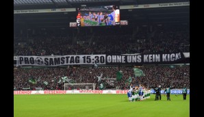 BREMEN - HERTHA 2:0: Die Fans präsentierten vor dem Spielbeginn einen Banner mit einem klaren Statement