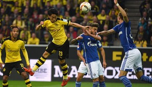 Grund zum Jubeln hatten dann die BVB-Fans: hinji Kagawa traf per Kopf (!) zur Dortmunder Führung