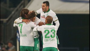 SCHALKE 04 - WERDER BREMEN 1:3: Zum Abschluss des Rückrunden-Auftaktes darf sich Werder Bremen über einen Auswärtssieg freuen